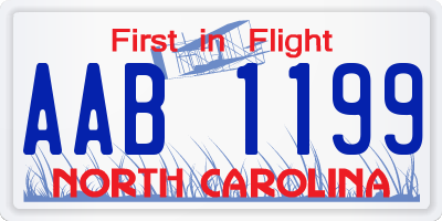 NC license plate AAB1199