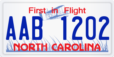 NC license plate AAB1202
