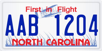 NC license plate AAB1204