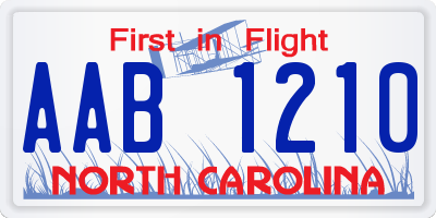 NC license plate AAB1210