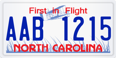 NC license plate AAB1215