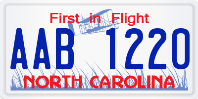 NC license plate AAB1220