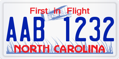 NC license plate AAB1232