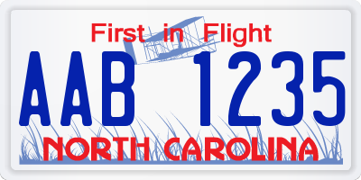 NC license plate AAB1235