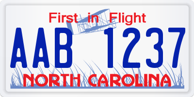 NC license plate AAB1237