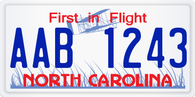 NC license plate AAB1243