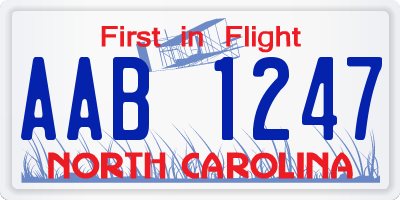 NC license plate AAB1247