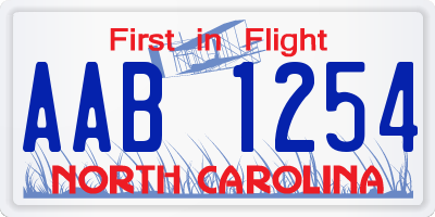 NC license plate AAB1254