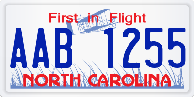 NC license plate AAB1255