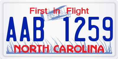 NC license plate AAB1259