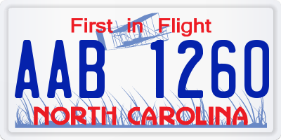 NC license plate AAB1260