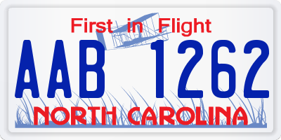 NC license plate AAB1262