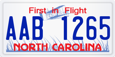 NC license plate AAB1265