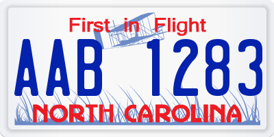NC license plate AAB1283