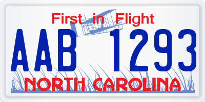 NC license plate AAB1293