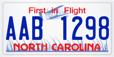 NC license plate AAB1298