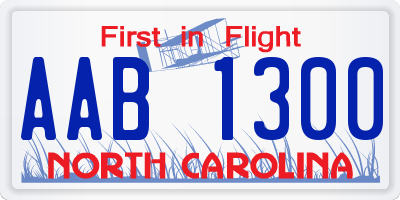 NC license plate AAB1300