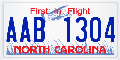 NC license plate AAB1304