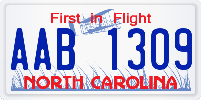 NC license plate AAB1309