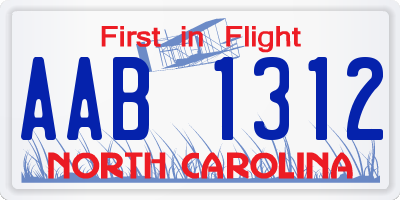 NC license plate AAB1312