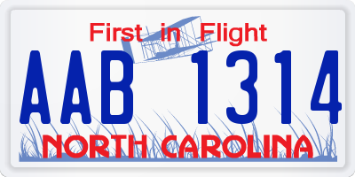 NC license plate AAB1314