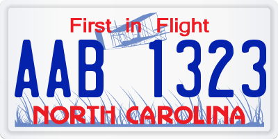 NC license plate AAB1323