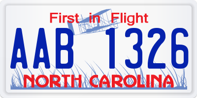 NC license plate AAB1326