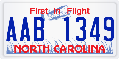 NC license plate AAB1349