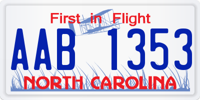 NC license plate AAB1353