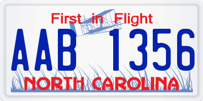 NC license plate AAB1356