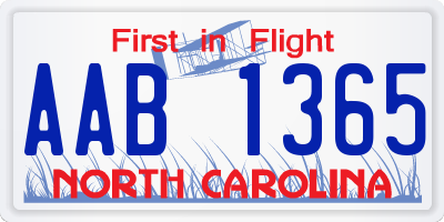 NC license plate AAB1365