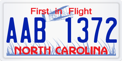 NC license plate AAB1372