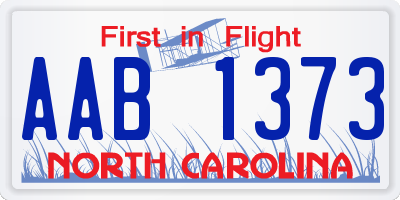 NC license plate AAB1373