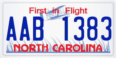 NC license plate AAB1383