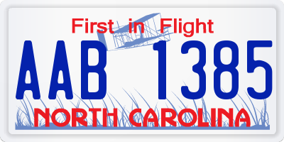 NC license plate AAB1385