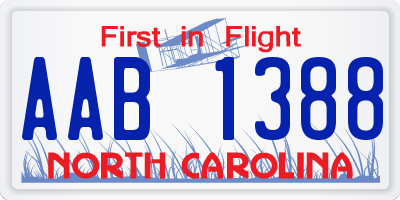 NC license plate AAB1388