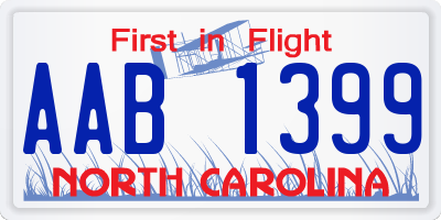 NC license plate AAB1399
