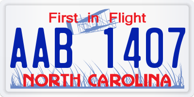 NC license plate AAB1407