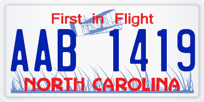 NC license plate AAB1419
