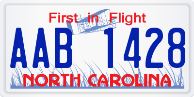 NC license plate AAB1428