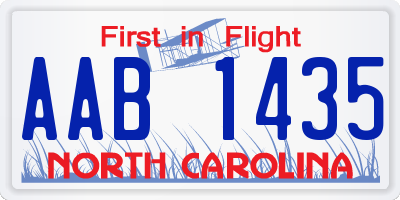 NC license plate AAB1435