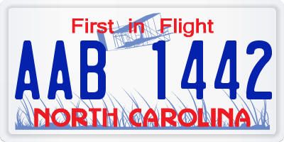 NC license plate AAB1442