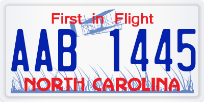 NC license plate AAB1445