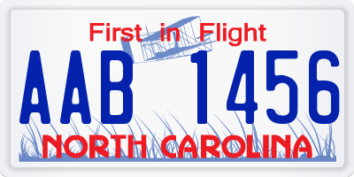 NC license plate AAB1456
