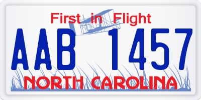 NC license plate AAB1457