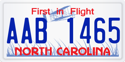 NC license plate AAB1465