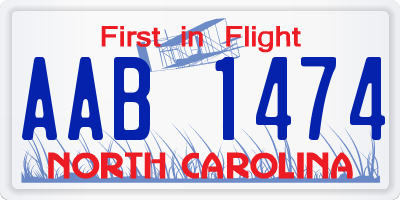 NC license plate AAB1474