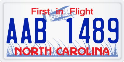 NC license plate AAB1489
