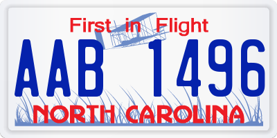 NC license plate AAB1496