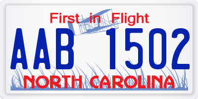 NC license plate AAB1502